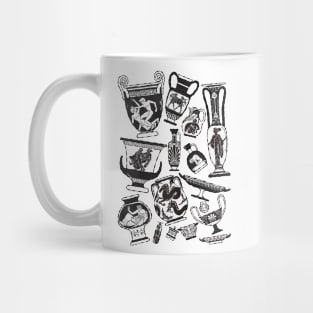 Ancient Greek Pottery - black and white Mug